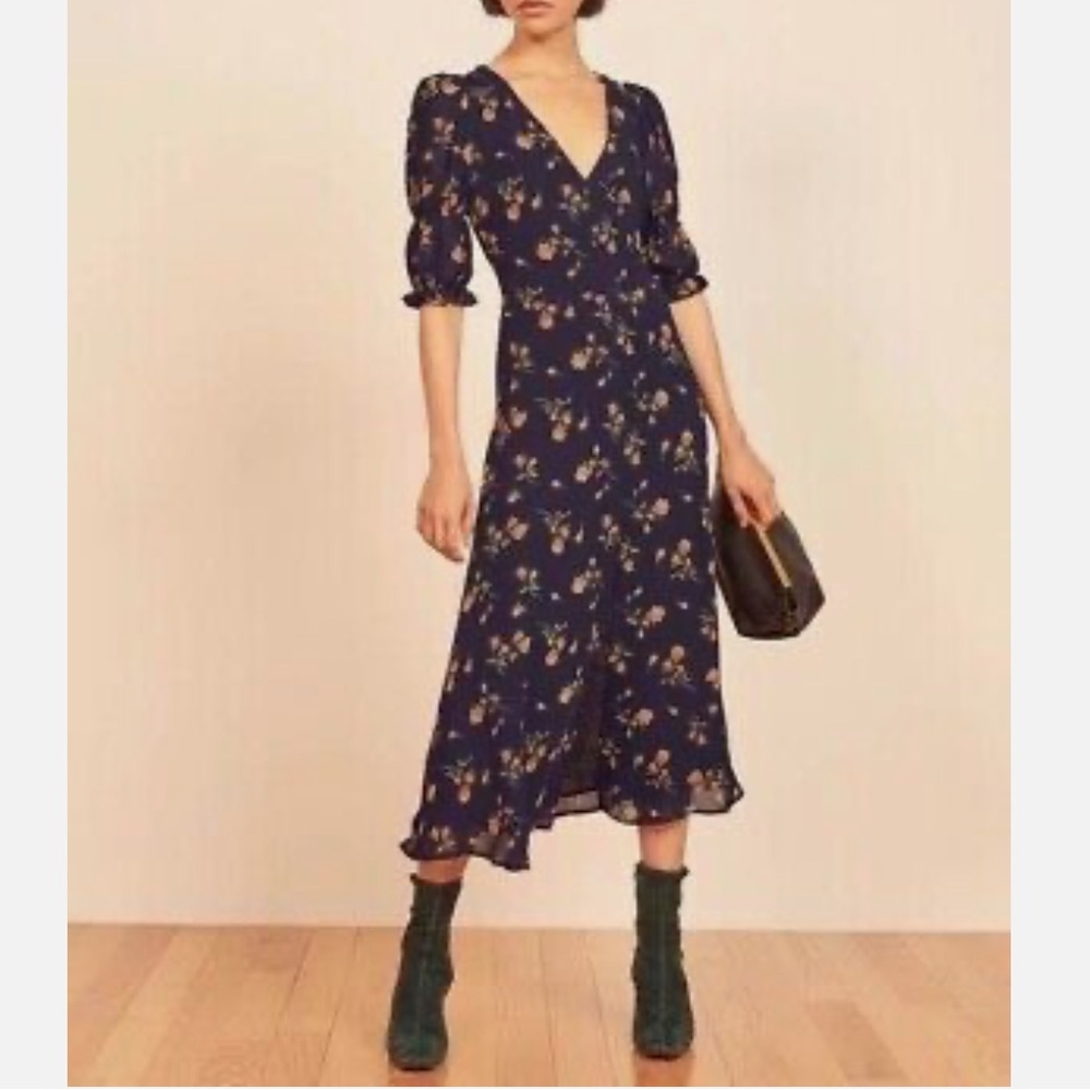 NWT Reformation Larchmont Floral Midi Dress in Parm Size 2